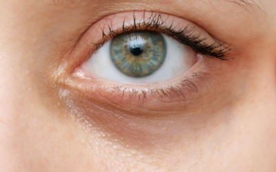 Close-up of a human eye with a blue-green iris and visible lashes.